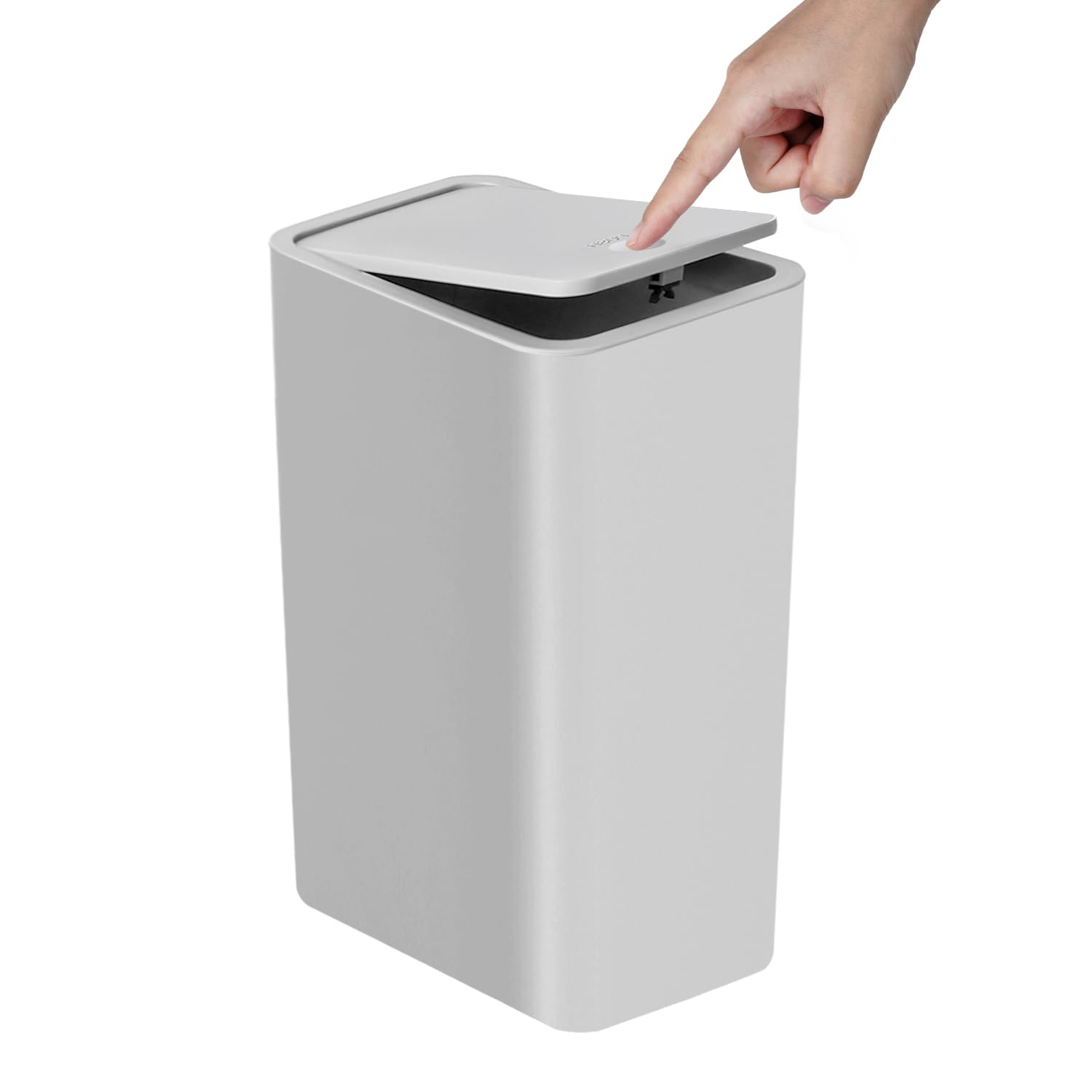 Basurero de baño con tapa, cubo de basura delgado de 10 litros2.6 galones, cesta de basura pequeña con tapa desplegable para cocina, dormitorio,