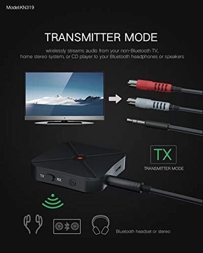 Adaptador Bluetooth 5.0 Transmisor Bluetooth Receptor 2 en 1 Inalámbrico 0.138 in AUX aptX Adaptador de baja latencia adecuado para TVSistemas de