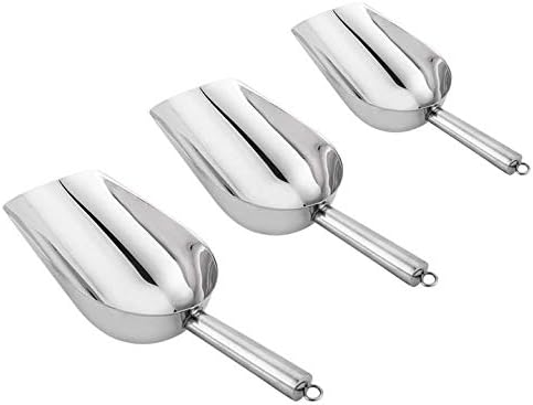 Mengbaobao Juego de cucharas de hielo de acero inoxidable de 3 onzas, 6 onzas, 12 onzas, para cubitos de hielo, café, granos, alimentos para