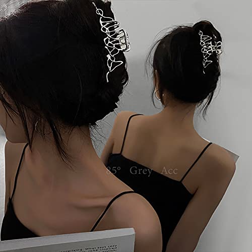 2 pinzas de metal grandes para el cabello, pinzas para el cabello plateadas, pinzas de cabello perfectas para mujeres y cabello más delgado y