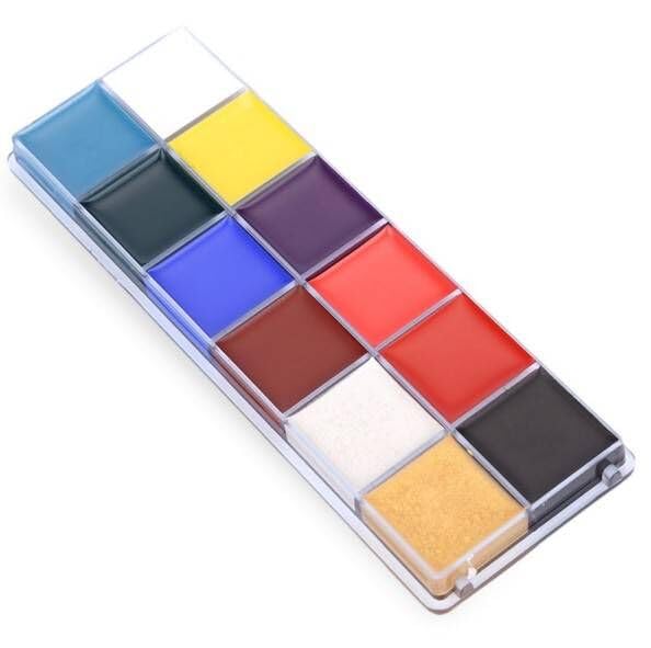 Belleza profesional 12 colores cara cuerpo pintura, kit de paleta de pintura facial, fiesta para celebrar Halloween SFX efectos especiales disfraz
