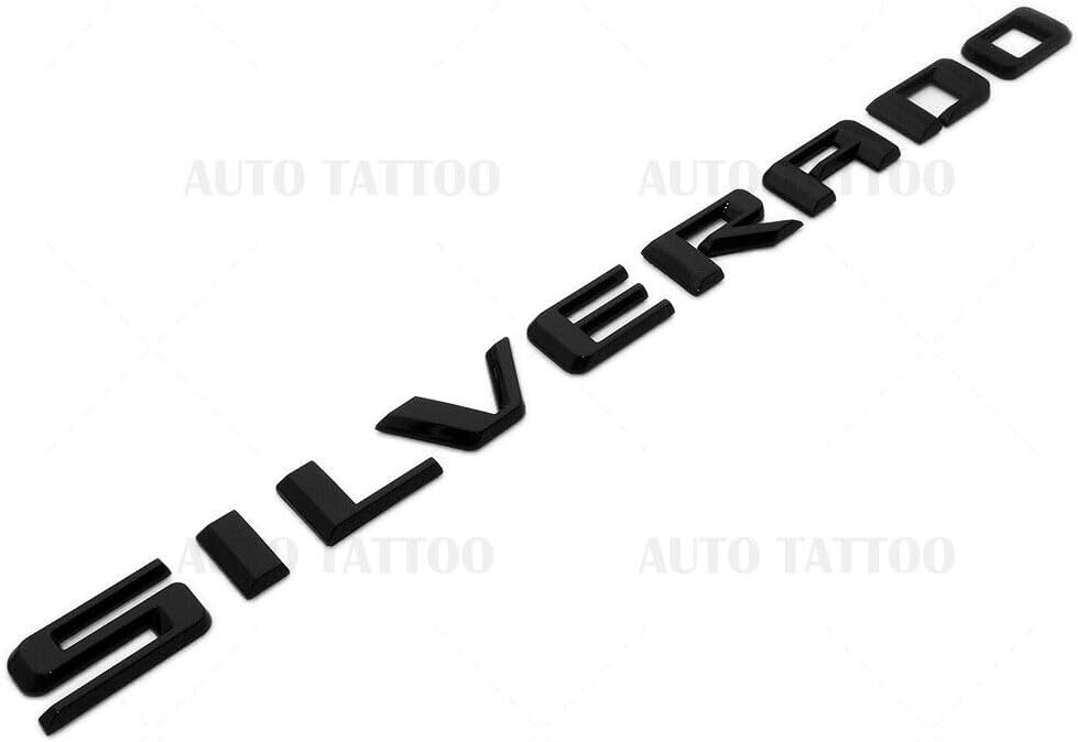 1 calcomanía para insignia de Silverado 2019-2023 con logotipo de letra para portón trasero Z71 LT LTZ, repuesto negro y rojo para Silverado (negro
