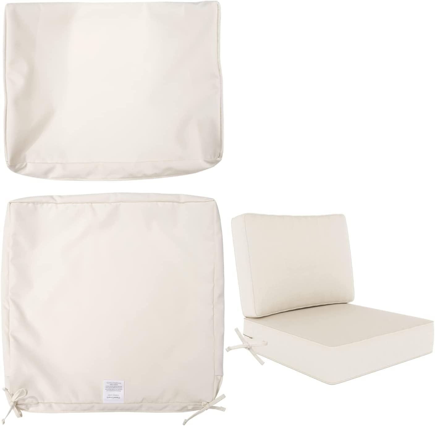 Juego de 2 fundas de repuesto para cojines de asiento de patio al aire libre y respaldo para sofá seccional, sofá biplaza y muebles, a prueba de