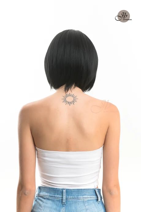 CATIA – Peluca corta de corte Bob con flequillo, pelucas rectas sin pegamento para mujer, pelucas sintéticas naturales para uso diario (pelucas de