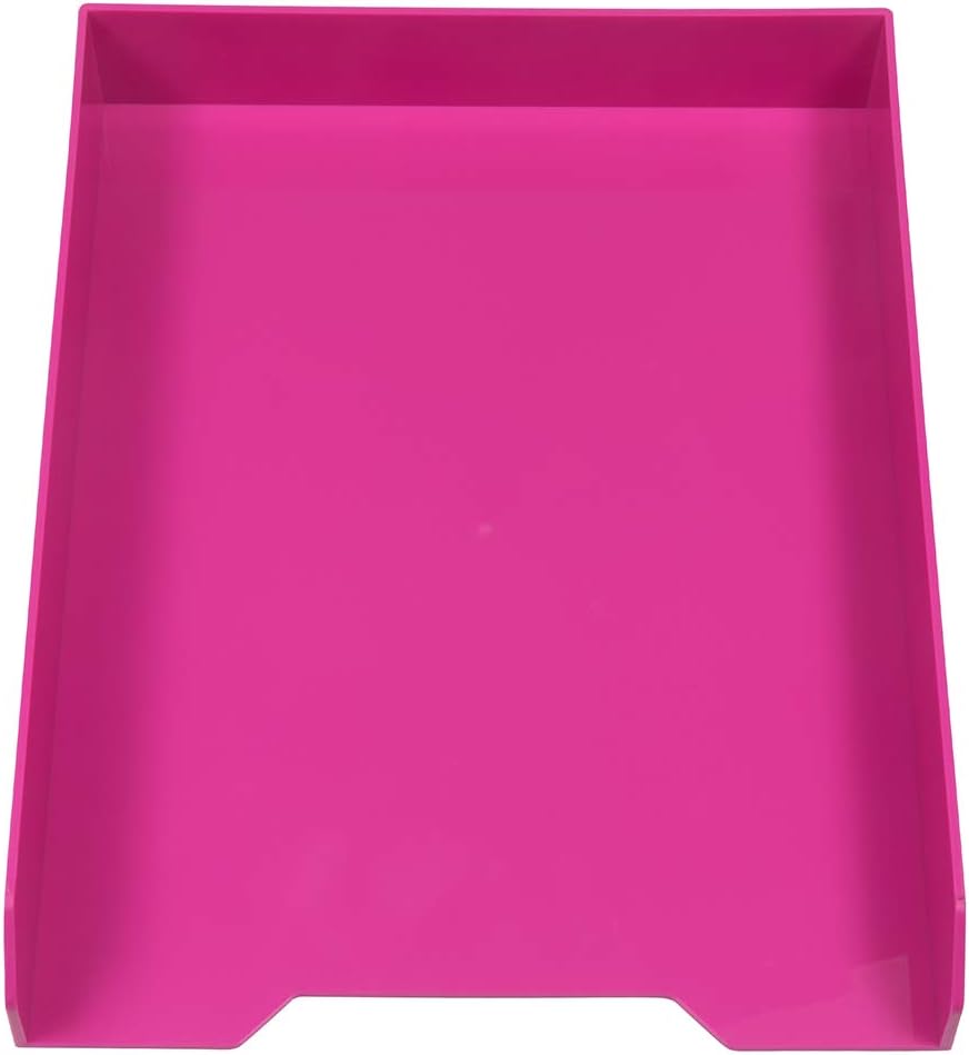JAM PAPER Bandejas de papel apilables, color rosa, bandeja organizadora de documentos de escritorio, cartas y archivos, se venden individualmente