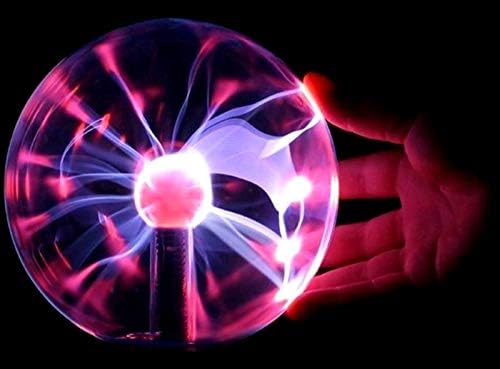PowerTRC Plasma Ball, 8 inch Plasma Night Lamp, Batter Powered Respond to Touch & Sound Plasma Globe, PartyScience Props, Home Bedroom Decoration
