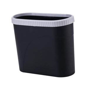 STOBAZA Bote de basura delgado de plástico negro, pequeño bote de basura debajo del fregadero, organizador de basura, cubo de basura con tapa, placa STOBAZA Bote de basura delgado de plástico negro, pequeño bote de basura debajo del fregadero, organizador de basura, cubo de basura con tapa, placa