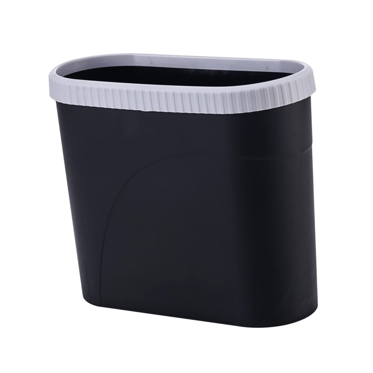 STOBAZA Bote de basura delgado de plástico negro, pequeño bote de basura debajo del fregadero, organizador de basura, cubo de basura con tapa, placa
