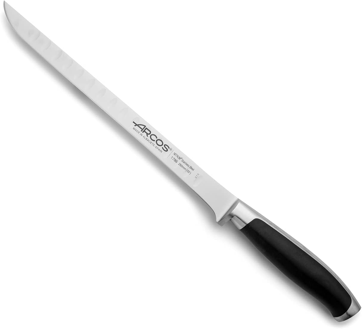 ARCOS Cuchillo de trinchar de acero inoxidable de 10 pulgadas. Cuchillo de carnicero de doble afilado. Mango ergonómico de polioximetileno y hoja de