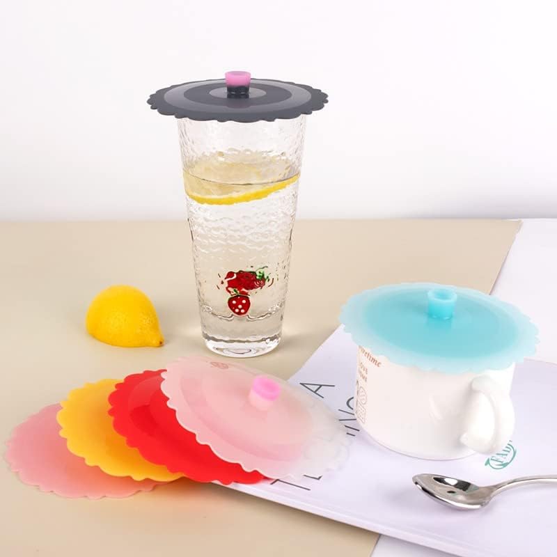 Juego de 2 tapas de silicona para vasos de bebidas, tarros de alimentos, bebidas calientes y frías, taza de café, copa de vino, tazas de té, lata de