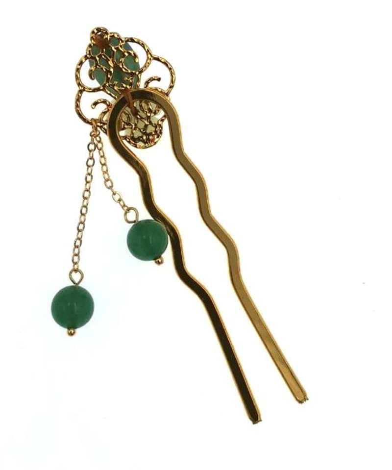 Pinzas para el pelo de flores de jade para mujeres y niñas, palillos retro Hanfu en forma de U, accesorios para la fabricación del cabello,