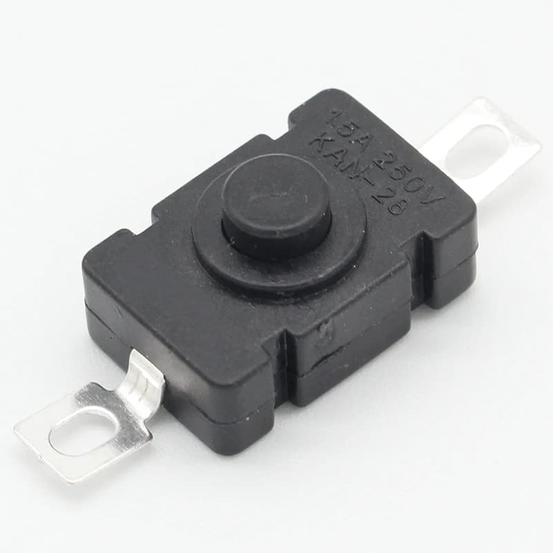 Paquete de 30 interruptores de botón micro autobloqueante plano de 2 pines con agujero, mini botón de encendidoapagado, JIA Teng KAN-28 1.5A 250V