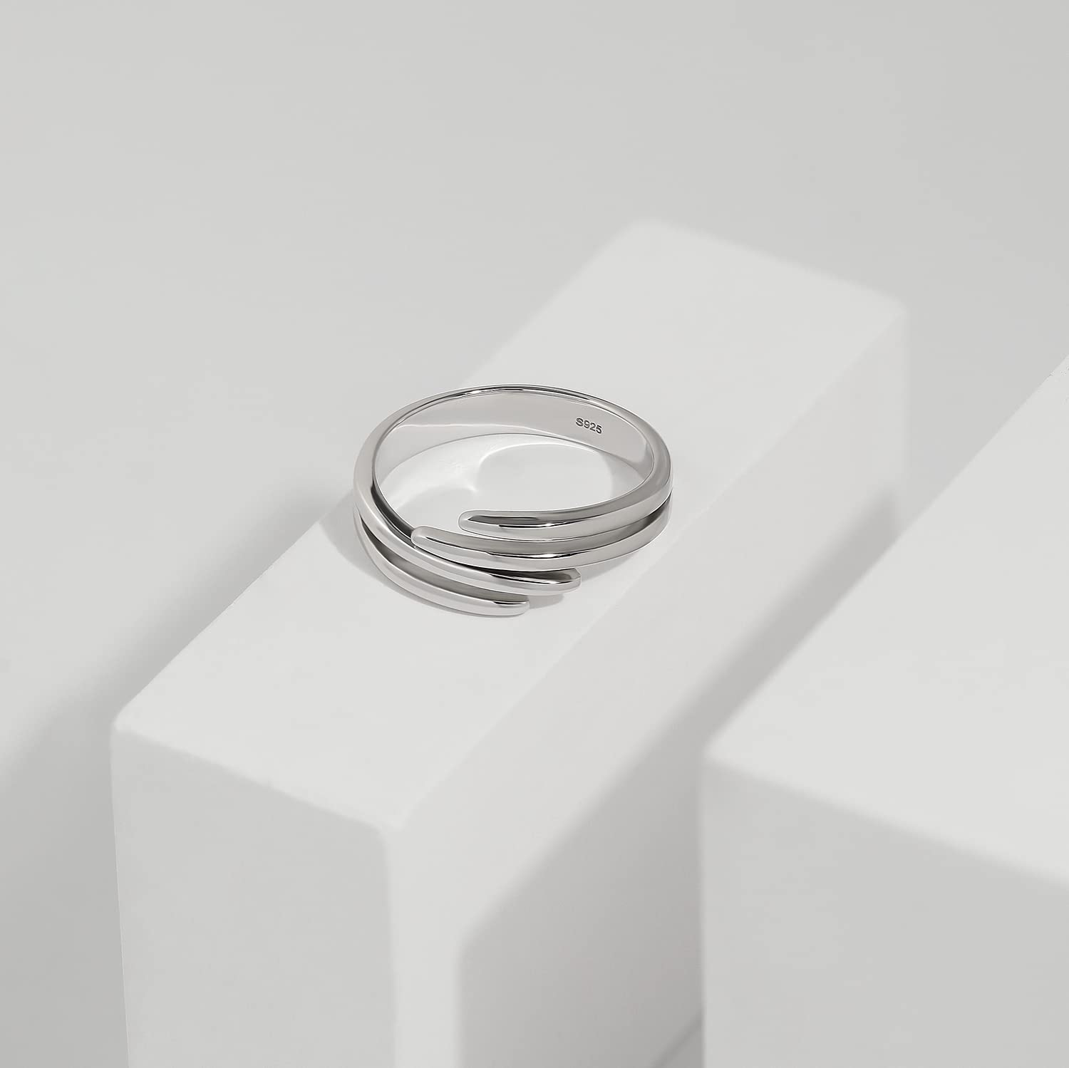 Meissa Sterling Silver Thumb Ring for Women Hug Rings Handmade Stackable Band Index Finger RIng Size Adjustable (Rose Gold)
