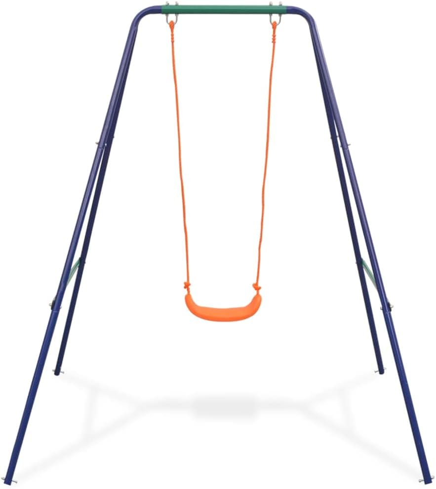 Loibinfen Juego de columpio individual 2 en 1 y columpio para niños pequeños a altos, juego de columpios con marco A para todo tipo de clima con
