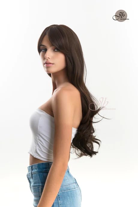 KATE – Peluca rizada marrón de pelo largo sin pegamento para mujer, pelucas sintéticas naturales para uso diario (pelucas de cabello natural)