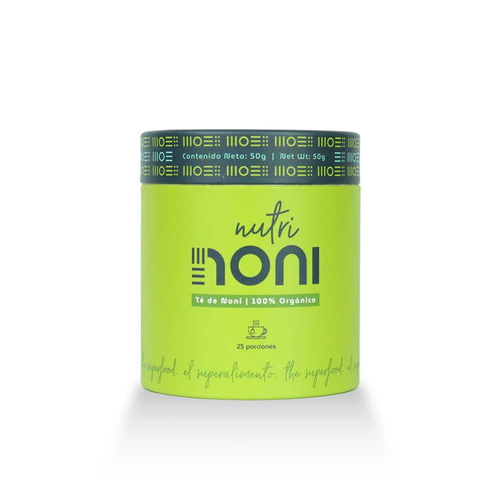 Nutri Noni Té Noni orgánico costarricense 100% puro. Hecho estrictamente a partir de brotes de hoja de noni, hoja rota. 25 porciones. Suelto, sin