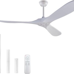 YKXONFA Ventiladores de techo de madera maciza sin luz, ventilador de techo de madera real de 60 pulgadas con 3 cuchillas de madera de 6 YKXONFA Ventiladores de techo de madera maciza sin luz, ventilador de techo de madera real de 60 pulgadas con 3 cuchillas de madera de 6