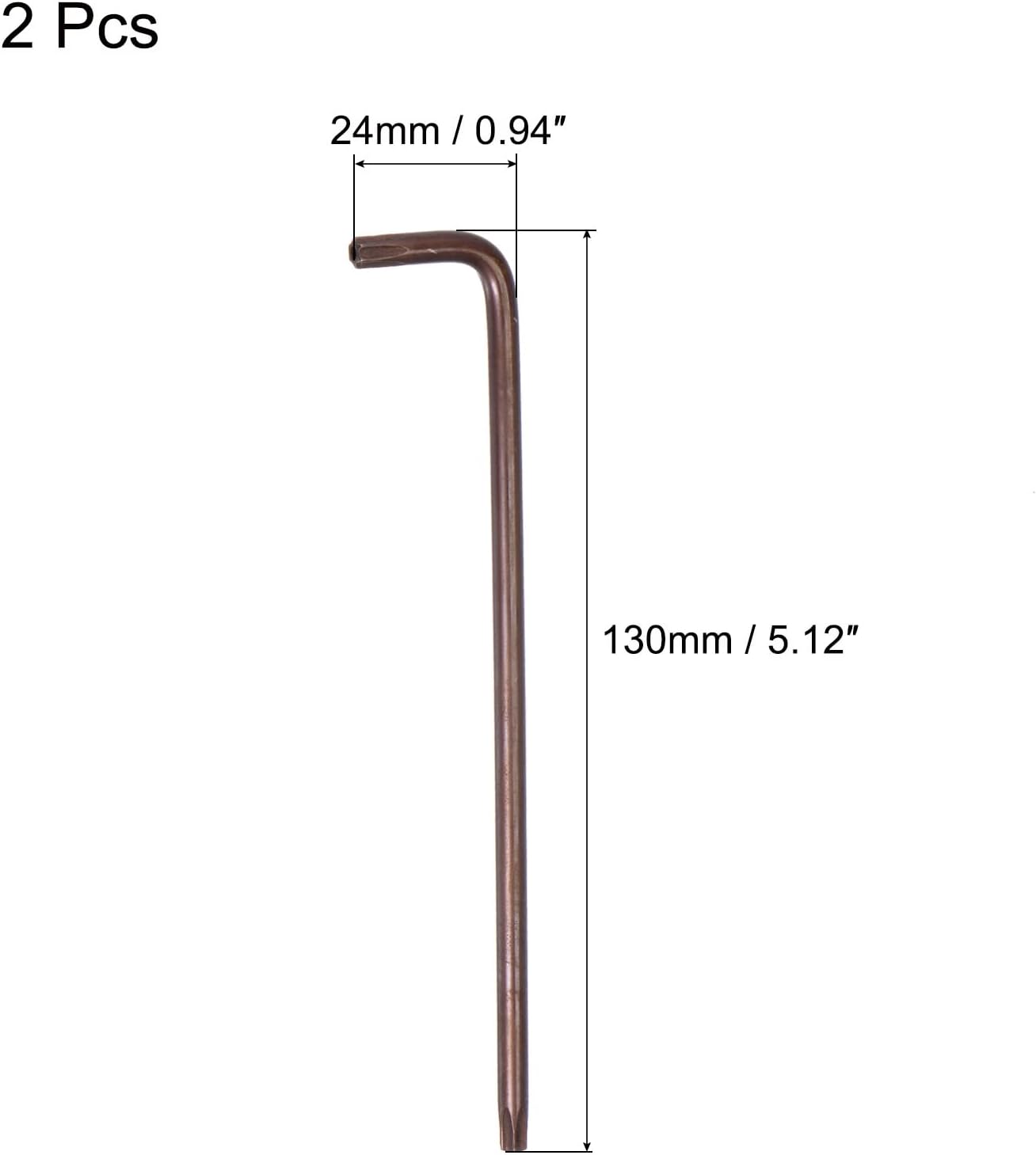 uxcell T25 Anti manipulación Torx Star Key Bit Llave, forma de L 5.12 pulgadas brazo largo, acero S2 2 PC
