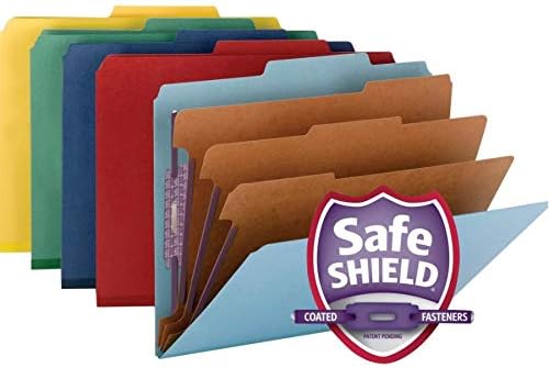 Smead – Carpeta de archivo para clasificación, de cartón prensado, con sujetadores SafeSHIELD, 3 divisiones, expansores de 7.6cm, tamaño carta, Azul