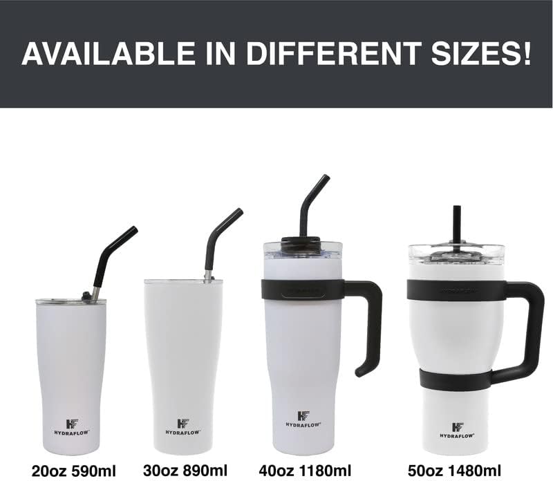 HYDRAFLOW Capri – Vaso de 40 onzas con popote  Vaso aislado al vacío de triple pared  Vaso aislado al vacío  Vaso de acero inoxidable  Vaso