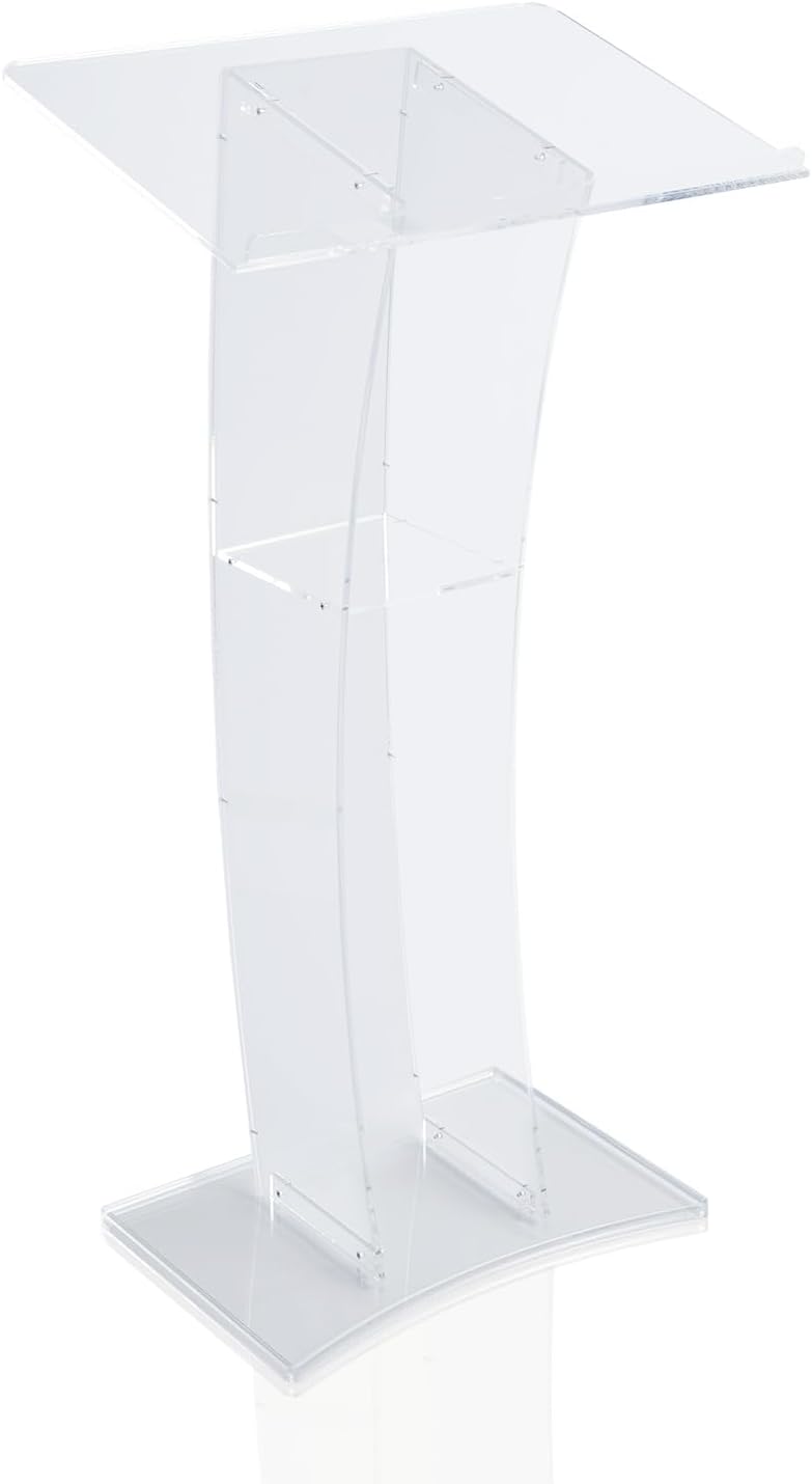 DHBREK Podio acrílico transparente, nuevo soporte de podio acrílico, podio de plexiglás acrílico transparente, atriles y púlpitos modernos para