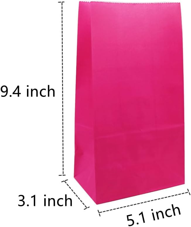 MORANTI – Bolsas de papel pequeñas de 5.1 x 3.1 x 9.4 pulgadas, color rosa intenso y negro, para bodas, cumpleaños, aniversarios, fiestas, regalos,