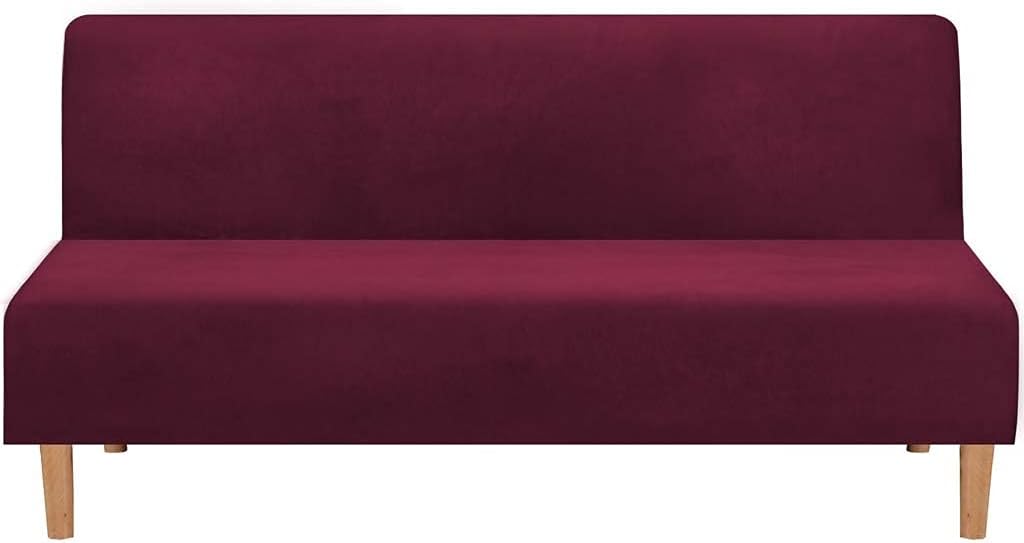 XMAYODS Funda de terciopelo para sofá sin brazos, plegable, funda para futón, lavable, extraíble, elástica, protector de muebles (color  K)
