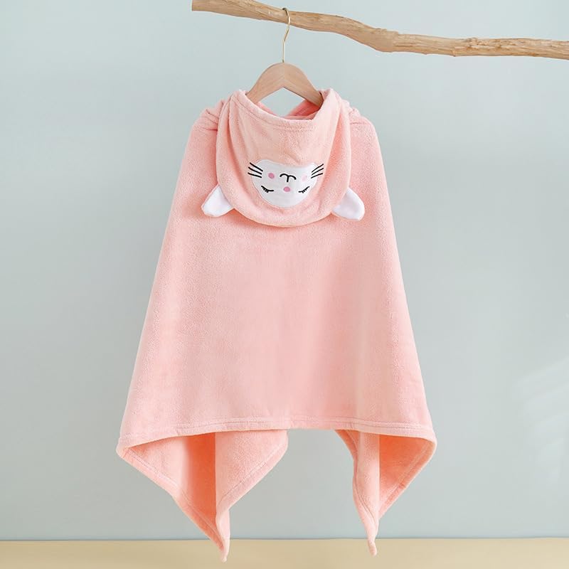 ROMASA Toalla de baño para bebé con capucha, ultra suave y absorbente, bata de baño para recién nacidos, regalos de ducha (gato rosa)