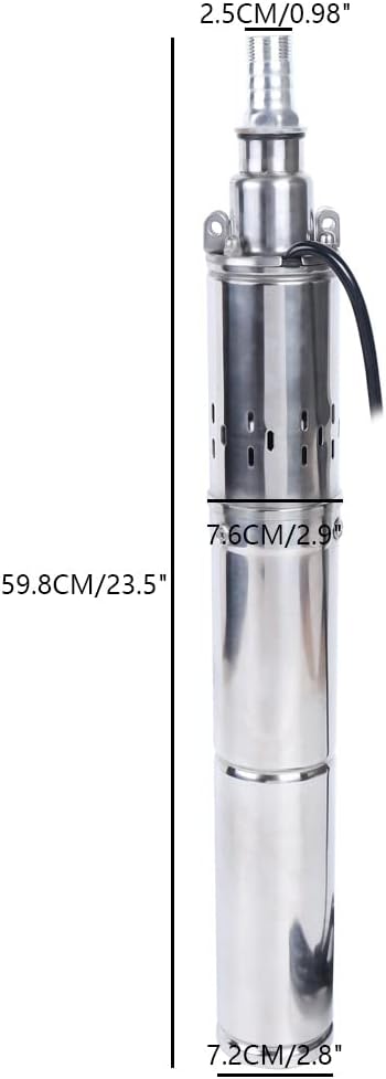 Bomba sumergible de pozo profundo, bomba de agua solar de 24 V 370 W, cabezal de bomba sumergible 213.3 ft para uso industrial, riego y hogar
