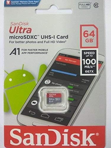 La tarjeta de memoria micro Sandisk de 64 GB funciona con Campark ACT74, ACT76, ACT76+, cámara de acción 4K Cámara de video SDXC MicroSD TF Flash