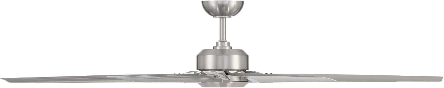 Roboto XL – Ventilador de techo inteligente para interiores y exteriores de 8 aspas de 70 pulgadas en níquel cepillado con kit de luz LED de 3000 K