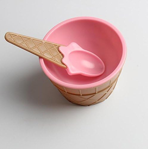 BCDlily Cuencos para helado, juego de cuencos y cucharas de postre, tazas de plástico para postre para helado, aperitivos, soufflé, yogur helado
