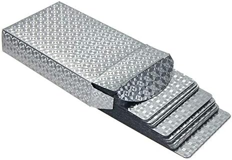 EAY – Cartas de juego de plástico impermeable, naipe de póker de lujo, lámina plateada textura de diamante y tamaño estándar 52 + 2 de póker