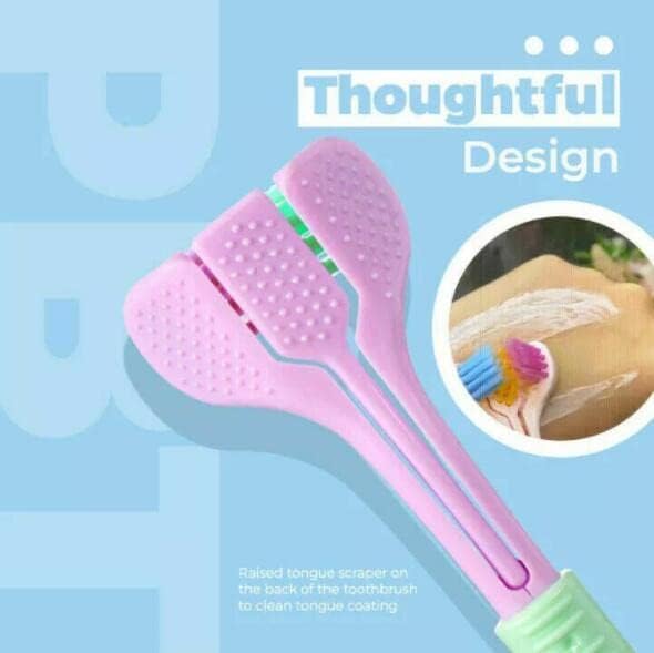 2 cepillos de dientes de pelo suave de tres caras de color aleatorio, diseño envolvente eficaz, para limpiar los dientes y las encías, cepillos de