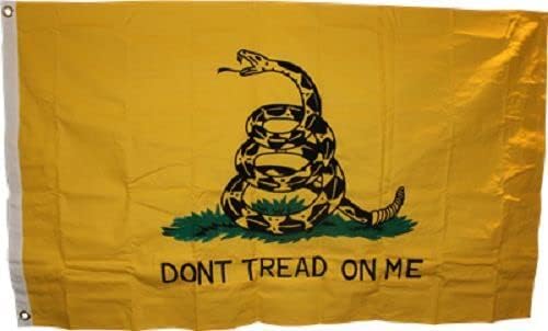 Premium Embroidered Sewn Gadsden Tea Party 4×6 Synthetic 2ply Cotton Flag and Clips