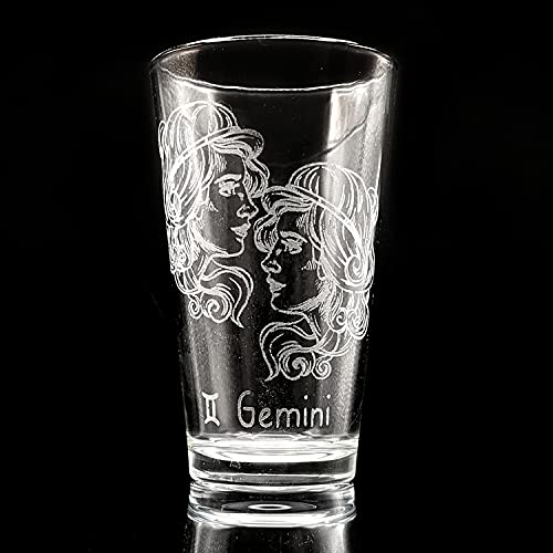 GEMINI ZODIAC Engraved Pint Glass  Great Astrology Horoscope Mystical Gift Idea!