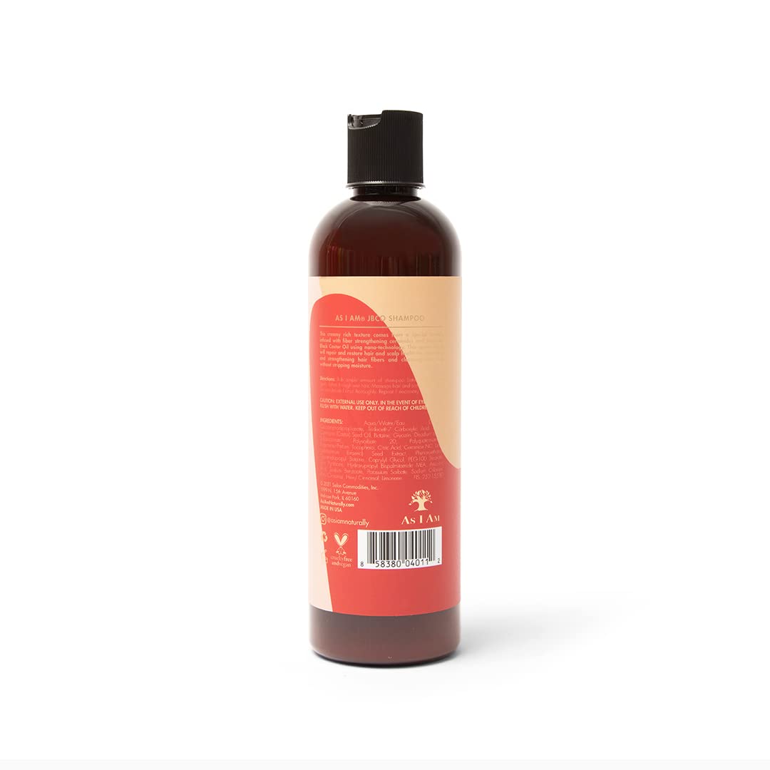 As I Am Champú de aceite de ricino negro jamaicano, 12.0 fl oz