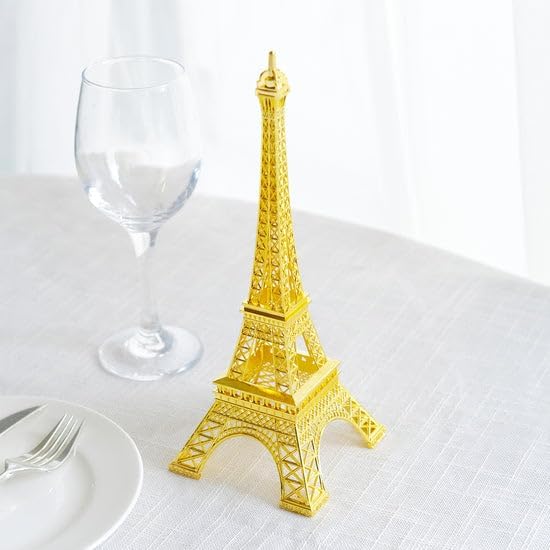Efavormart 10 pulgadas  Oro  Centro de mesa de la Torre Eiffel  Decoración para pastel de la Torre Eiffel  Figura decorativa