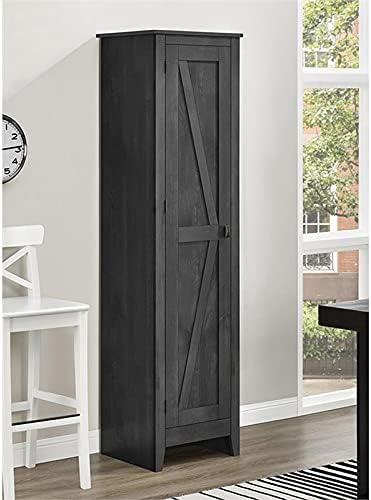 Pemberly Row Gabinete de almacenamiento de madera de granja de 4 estantes de 19″ en gris