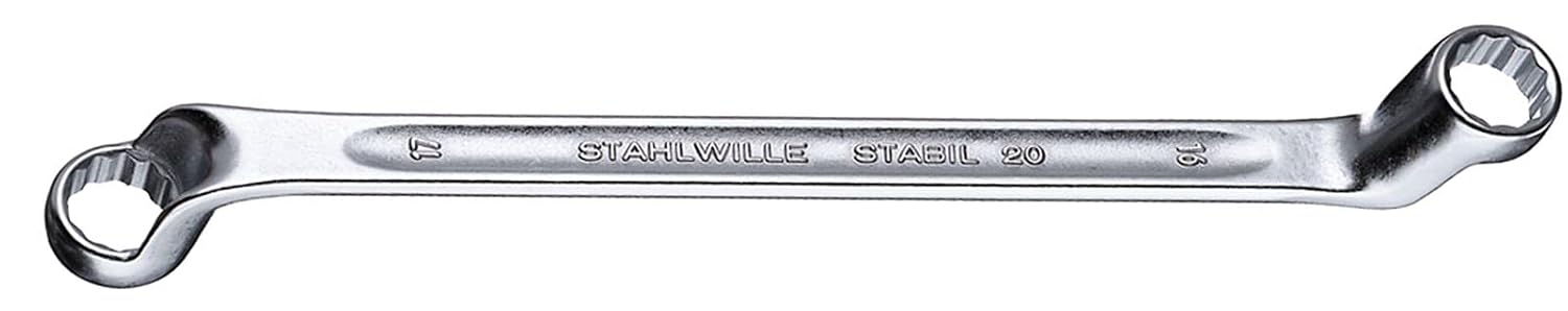 Stahlwille 41040810 – Llave de anillo de doble extremo con cabezales desplazados, acero aleado cromado y cromado, con perfil de accionamiento