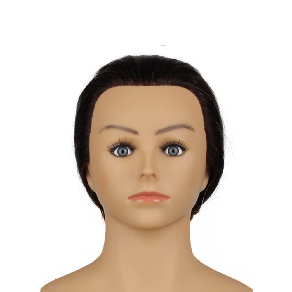 Cabeza de maniquí 100% cabello humano con hombros de 24 a 26 pulgadas, muñeca femenina, cabeza de entrenamiento de maniquí, trenzado con abrazadera