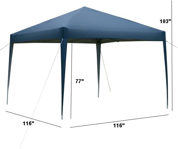 Toldo desplegable de 10 x 10 pulgadas para 2-4 personas con bolsa de almacenamiento, color azul (116 x 116 x 103 pulgadas) (largo x ancho x alto)