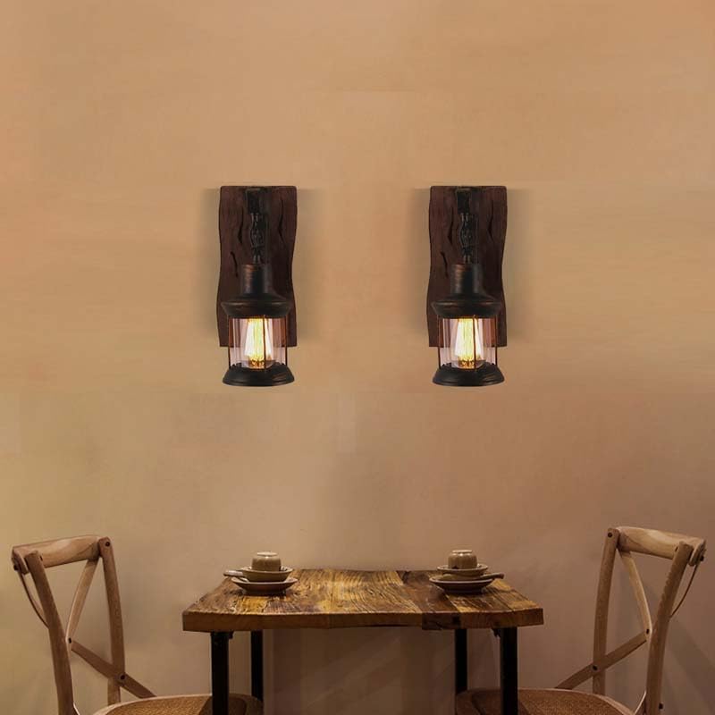 LightInTheBox Retro Rustic Wall Sconces, Industrial Vintage Wall Light Fixtures Farmhouse Antique Wooden Wall Lamp for Aisle, Vanity Mirror,