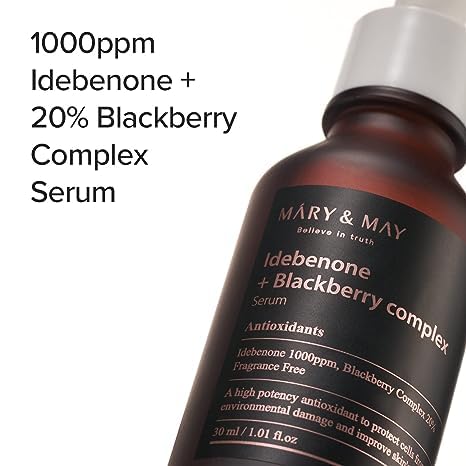 Mary&May Idebenone Blackberry Serum Duo Twin Pack (1.0 fl oz x2+Crema para los ojos 0.42 oz)