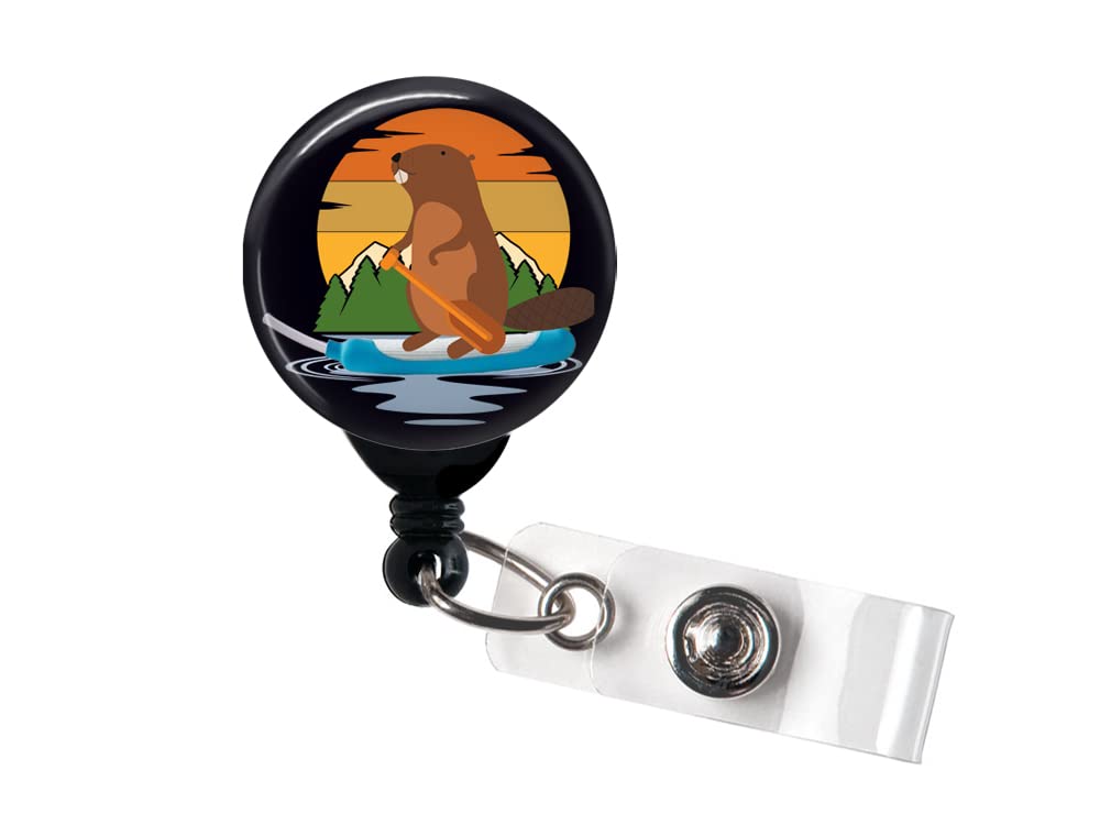 Retractable Badge Reel – Cooter Canoe Purewick Beaver – Badge Holder with Swivel Clip or Slide Clip, Funny Nurse Badge, WAP, RN Badge, LPN Badge