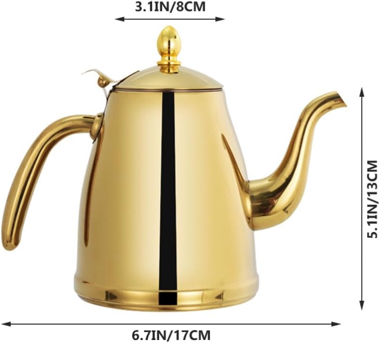 Luxshiny Tetera de acero inoxidable Tetera de cuello de cisne Tetera con tapa de gas Tetera hervida Botella dispensadora de aceite de oliva Botella