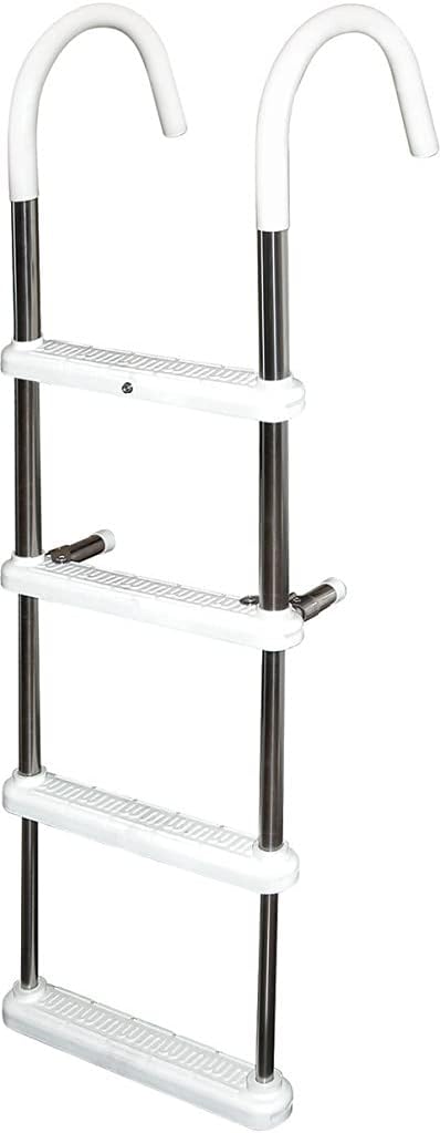 JIF Marine Escalera SS Gunwale, 4 escalones, gancho de 11 pulgadas, 50 pulgadas