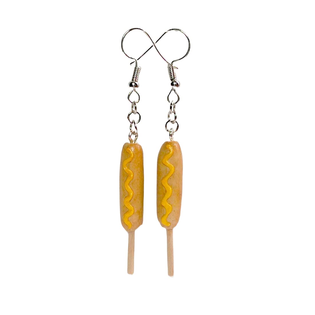 Corn dog with Mustard Earrings Faux Food Drink Jewelry Halloween Christmas