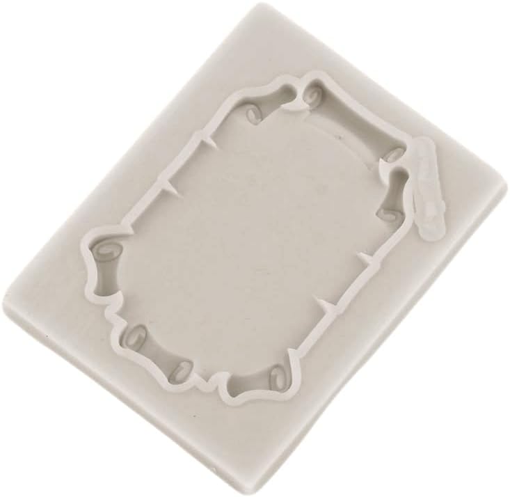 Marcos de fotos de silicona estilo barroco Curlicues Scroll Lace Photo Frame Molds Fondant Moldes para decoración de tartas, decoración de cupcakes,
