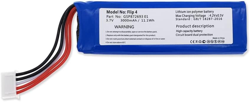 3000mAh GSP872693 01 Reemplazo de batería compatible con JBL Flip 4 y Flip 4 Edición Especial Altavoz estéreo Bluetooth portátil impermeable